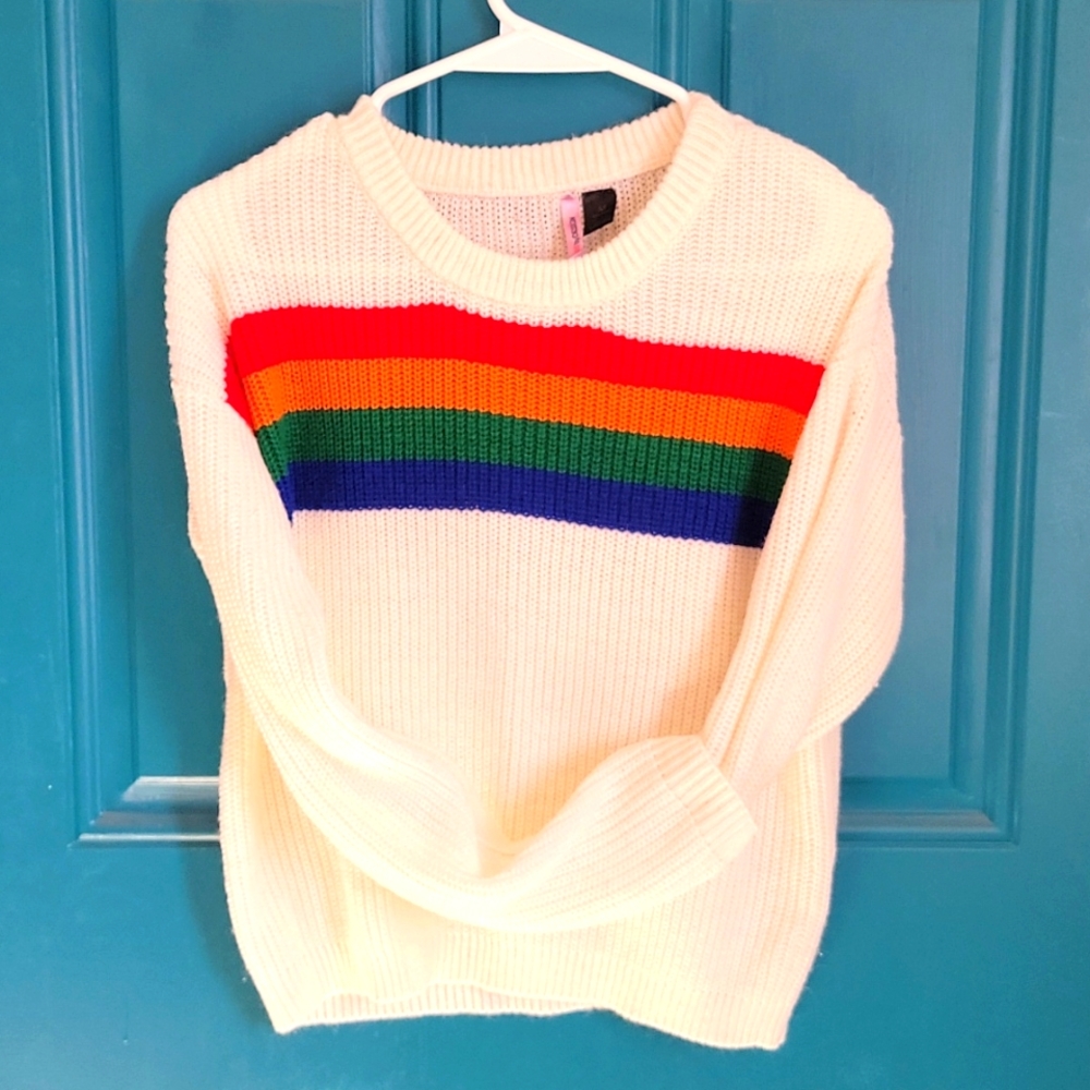 Rainbow Stripe Croptop Sweater